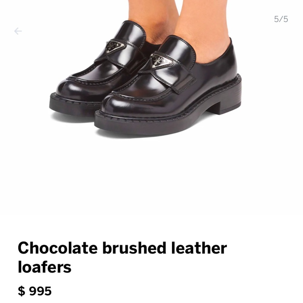 Prada Chocolate Sharp brushed leather loafers